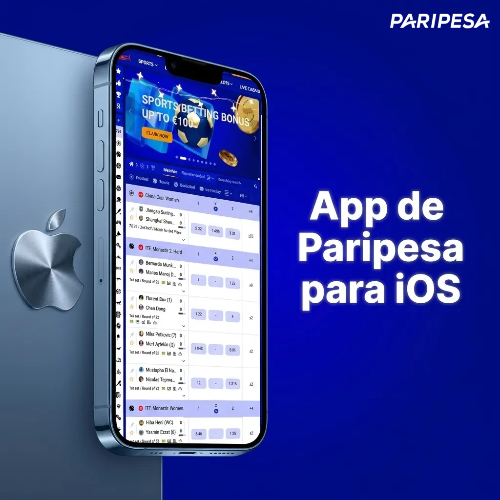 Paripesa iOS app interface showing betting and casino features on iPhone with iOS 12.0 compatibility