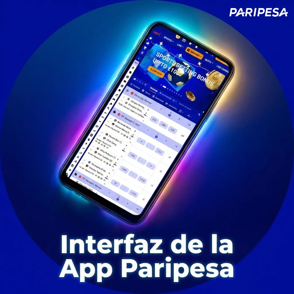 Interfaz móvil de Paripesa con navegación intuitiva entre deportes, casino y cuenta personal en pantalla táctil
