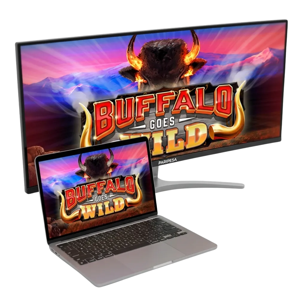 Buffalo Goes Wild slot game interface showing wildlife theme with bonus features on Paripesa Chile casino platform
