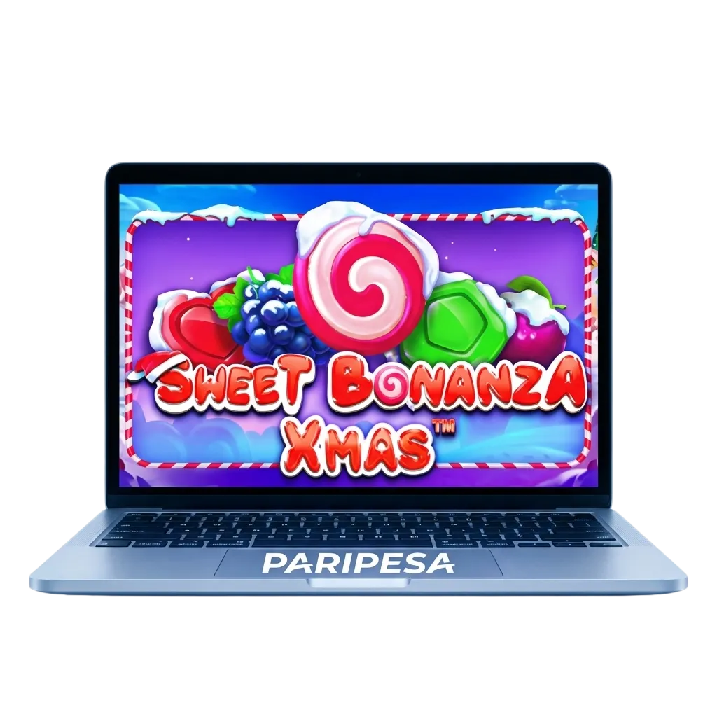 Juego de casino Sweet Bonanza Xmas con temática navideña disponible en Paripesa Chile con bonos y giros gratis