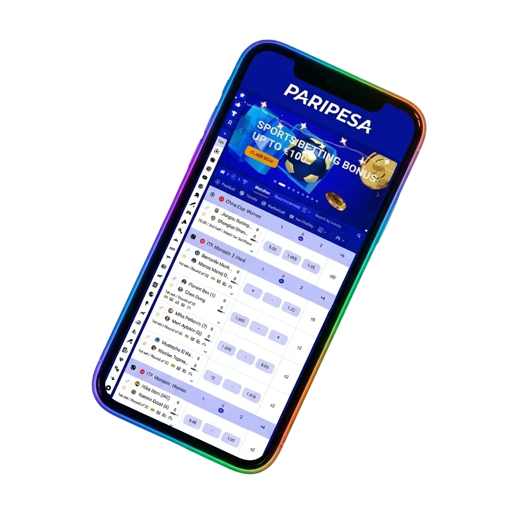 Paripesa mobile app interface showing sports betting and casino options with welcome bonuses for Chilean users