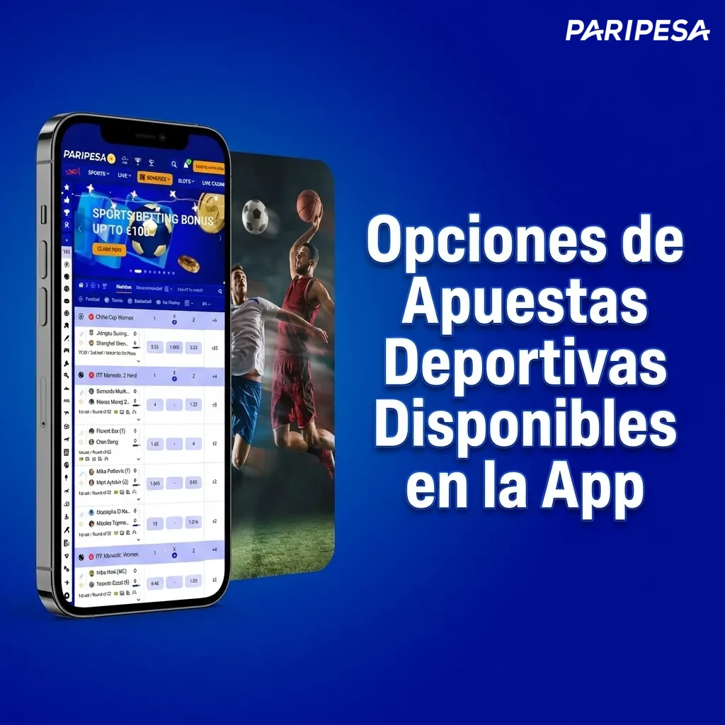 Paripesa app showing 30+ sports betting options including football, tennis, basketball, and esports with live odds
